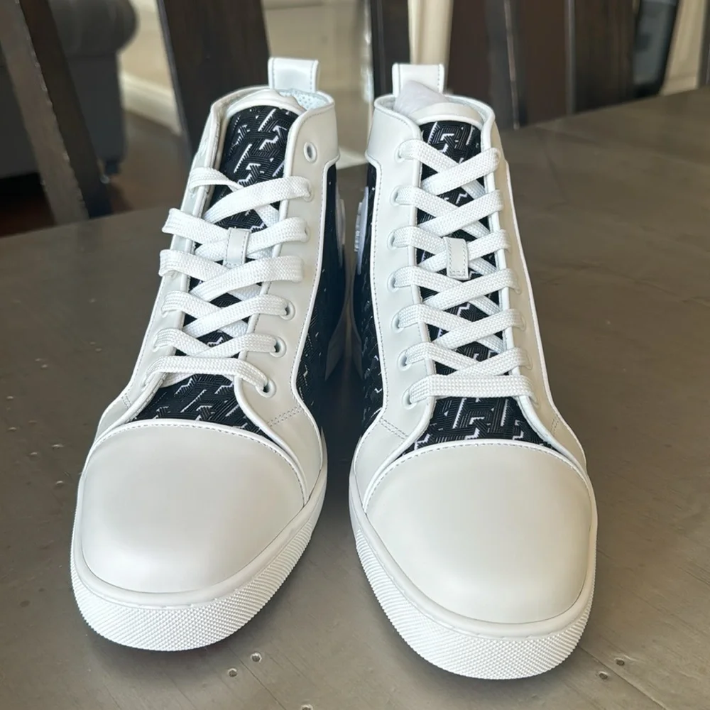 Christian Louboutin louis orlato flat white black techno high top sneaker sz 41